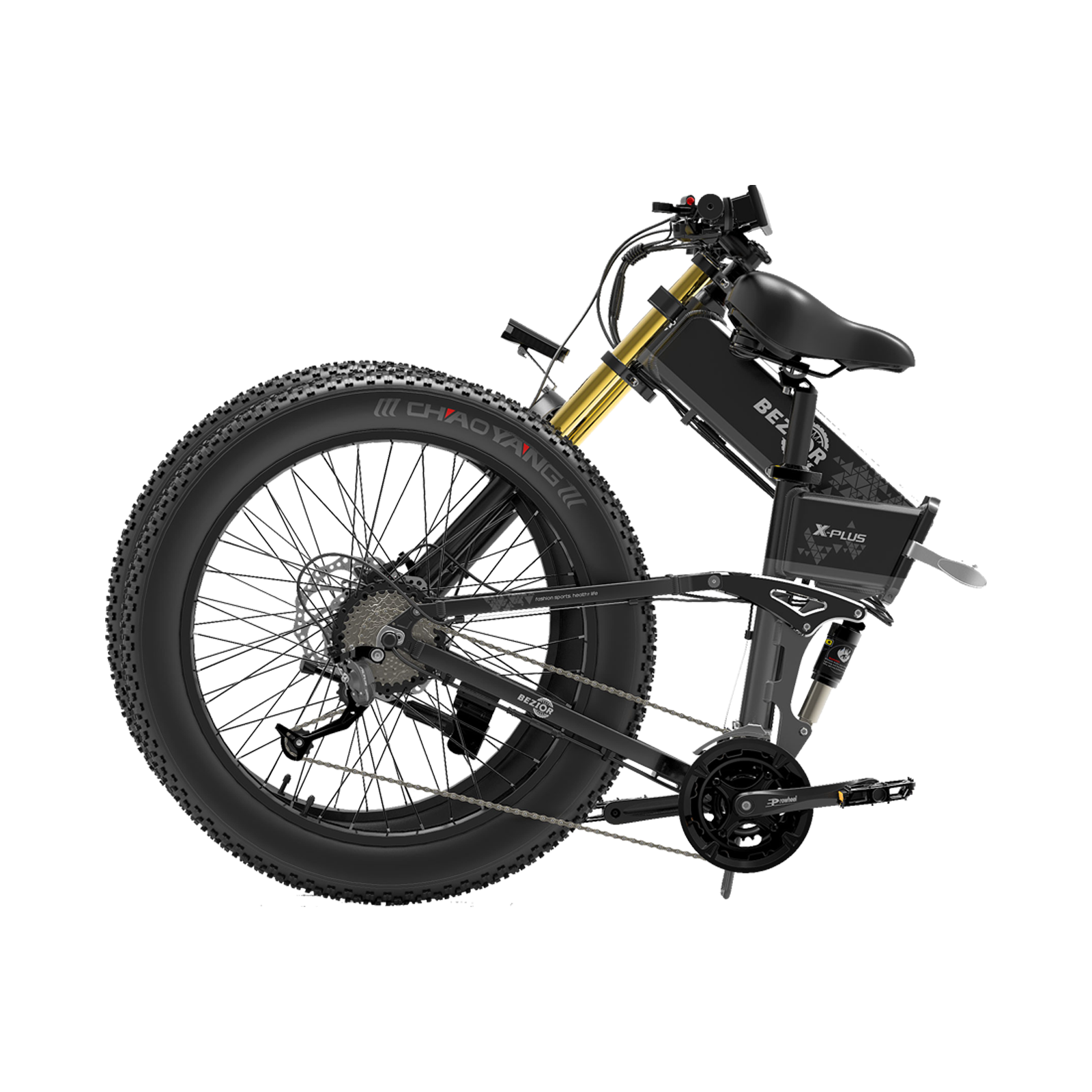 Bezior X Plus 1500W 26*4.0' 48V 17.5AH Bicicletta Elettrica da Montagna Pieghevole
