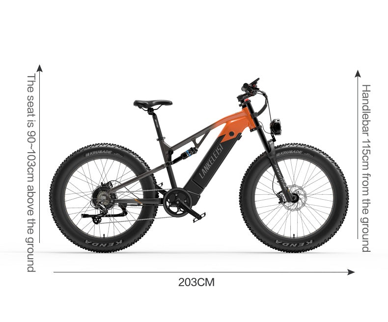 LANKELEISI RV800 PLUS 750W BAFANG 20Ah 26*4.0'' Bicicletta Elettrica da Montagna con Pneumatici Grassi
