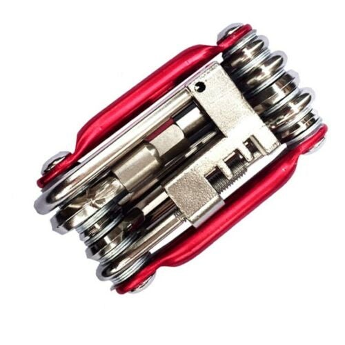 Kit di attrezzi per riparazioni per biciclette portatile multifunzione 11-in-1