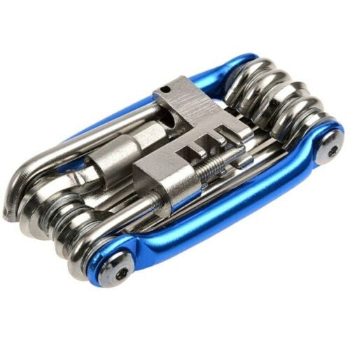 Kit di attrezzi per riparazioni per biciclette portatile multifunzione 11-in-1