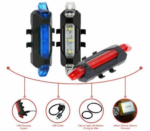 Fanale posteriore per bici a LED USB ricaricabile