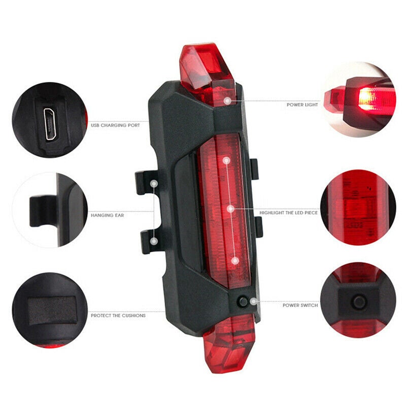 Fanale posteriore per bici a LED USB ricaricabile